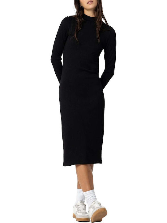 Midi Damenkleid Gestrickt Schwarz