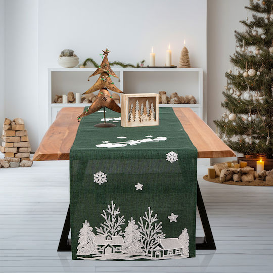 Ilis Home Christmas Tablecloth Runner Green L40xW170cm.