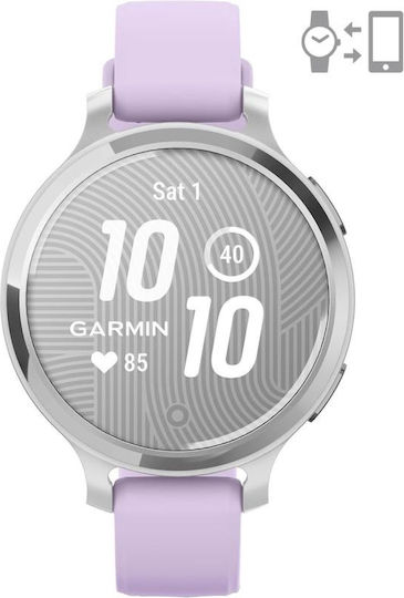 Garmin Lily 2 Active Aluminium 38mm Αδιάβροχο Smartwatch με Παλμογράφο (Silver/Jasmine Purple)