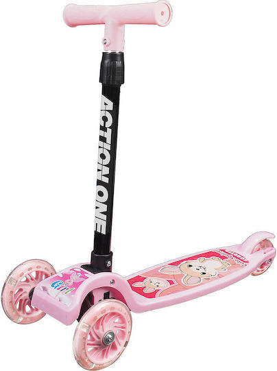 Action One Kinder 3-Rad Klappbarer Roller Funride Pink
