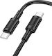 Borofone USB 2.0 Cable USB-C Male - USB-C 60W PD Black 1m