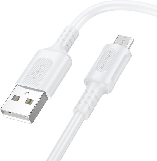 Borofone Regular USB 2.0 to micro USB Cable Λευκό 1m 1τμχ