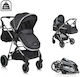Moni Kali Verstellbar 2 in 1 Baby Kinderwagen Geeignet für Neugeborene Schwarz