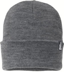 Jack Wolfskin Beanie Unisex Σκούφος με Rib Πλέξη σε Γκρι χρώμα