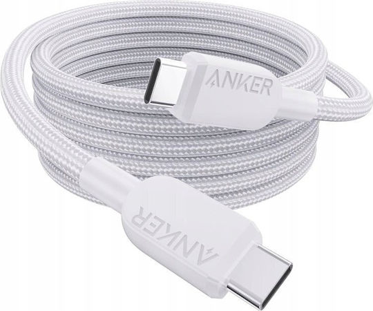 Anker Cablu USB 2.0 Braided 310 USB-C Masculin - USB-C 240W Alb 0.9m