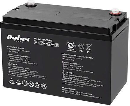 Rebel 12V Lead Gel UPS Battery 100 Ah Maintenance-Free 333x173x222 mm