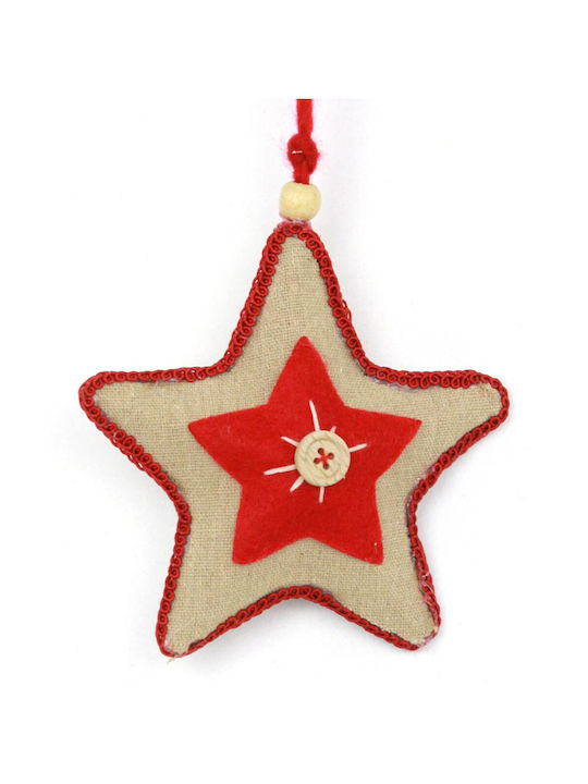 Hanging Ornament Star Fabric Brown