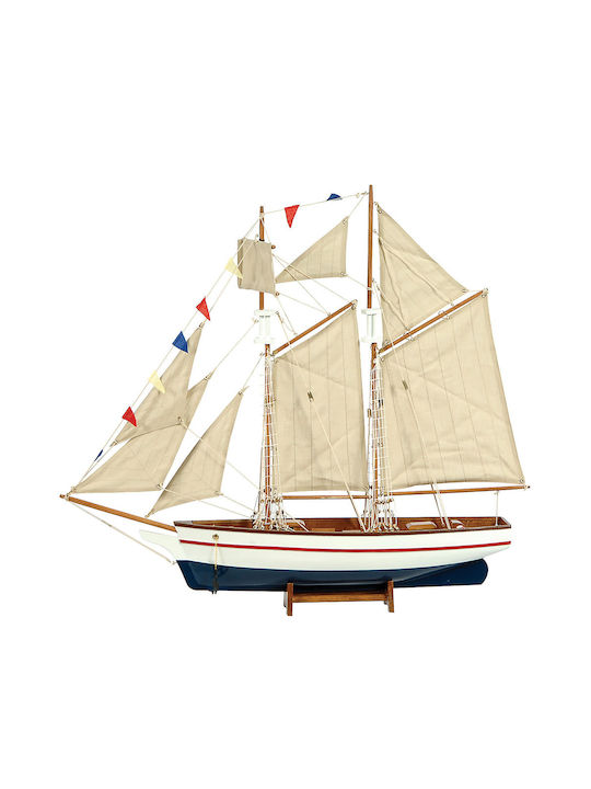 Dekoratives Weihnachtsboot Weiß Blau 74x14x64cm
