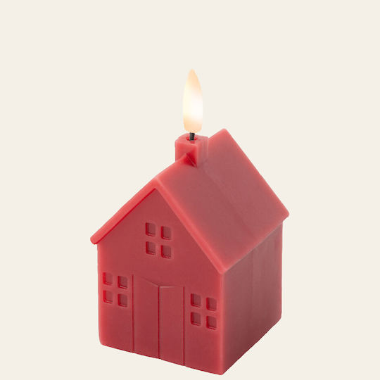 Beauty Home Χριστουγεννιάτικο Κερί Μπορντό Σπίτι 11.5x6εκ.