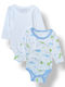 Babydom Set Babystrampler Langärmliges Ecru, Light Blue 2Stück