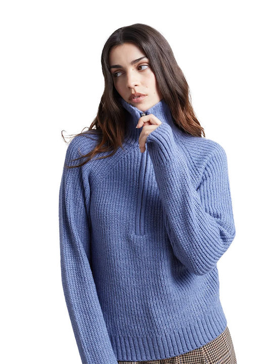 Damen Pullover mit Reißverschluss Blue