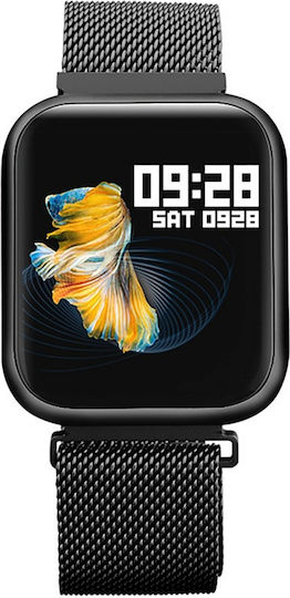 Idealpro Max8.0 Black Smartwatch Fitness Bracelet Blood Pressure Heart Rate Monitoring Sleep Monitoring Oxygen Level Call Sms Notifications Along A Black Silicone Strap