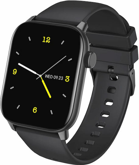Brățară Fitness Smartwatch Idealstore Ikeo+ Fabricată din Aliaj Metalic Funcții Multisport Monitorizare Tensiune Arterială Monitorizare Oxigen Notificări Aplicații Monitorizare Somn Pedometră Rezistent la Apă Ip68 Culoare Neagră