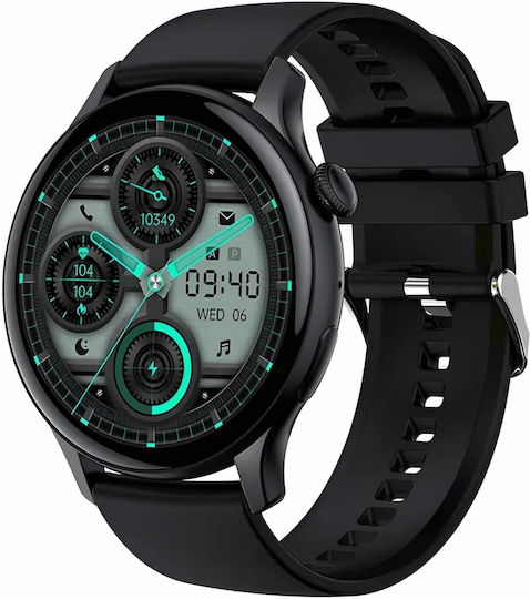 Smartwatch New Style Collection Idealstore Ecran HD AMOLED de 1,43 inch Apel Bluetooth Gestionare Mesaje NFC Monitorizare Ritm Cardiac Somn Asistent Vocal Difuzor Încorporat Microfon IP67 Android-iOS Baterie de Lungă Durată Ediție Neagră