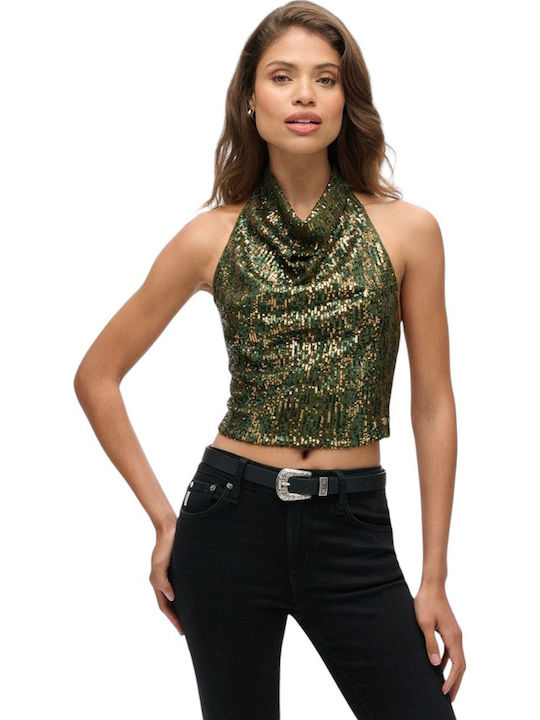 Superdry Women's Sleeveless Drape Top Green W60...