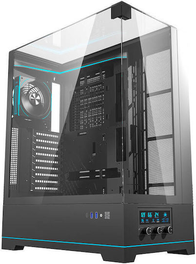 Darkflash DY450L PRO Геймърско бюро Midi Tower Компютърна кутия с RGB осветление Черен