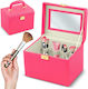 Massido Cosmetics Storage Organization Box with Dividers Pink 22.5x17.2x16.5cm