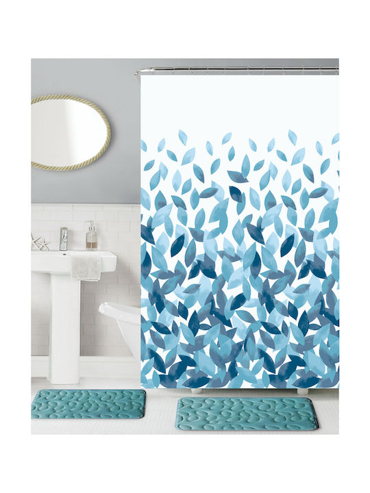 Flamingo Leafs Shower Curtain 180x200cm Blue