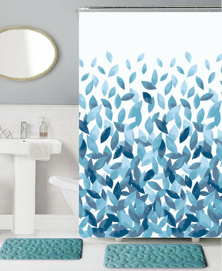 Flamingo Leafs Κουρτίνα Μπάνιου 180x200cm Blue