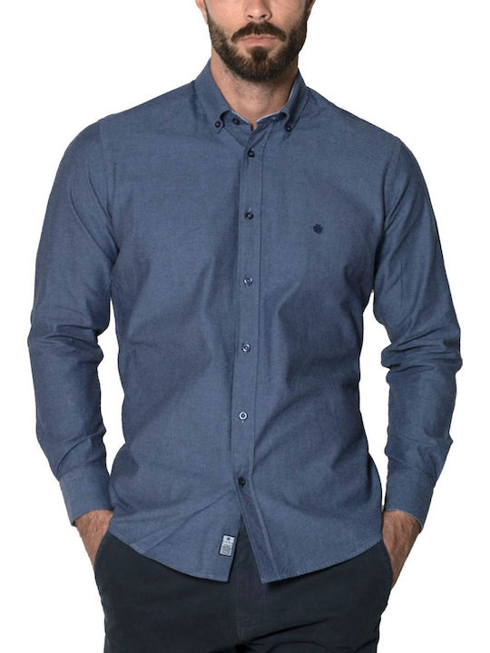 Long-sleeved Cotton Shirt Blue