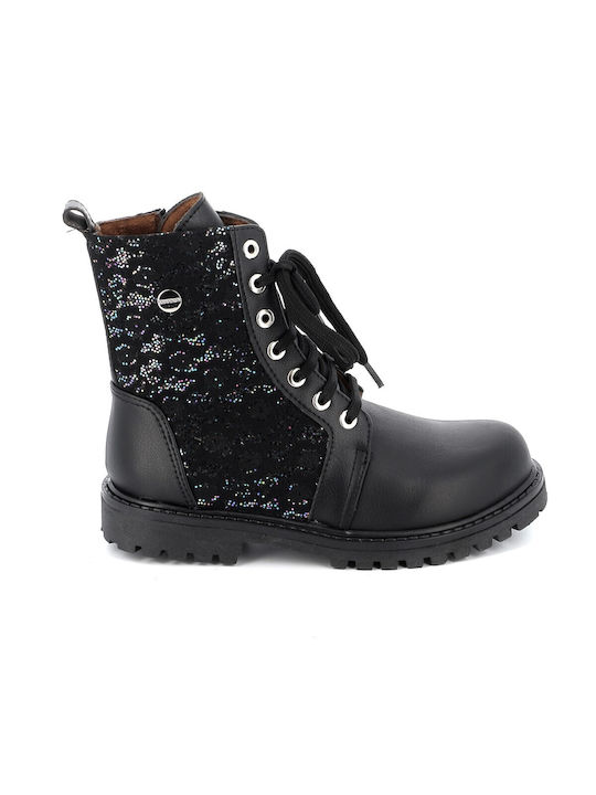 Scarpy Kids Leather Boots with Zipper Black