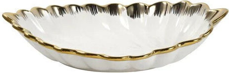 Countryfield Decorative Ceramic Bowl White Gold 20cm