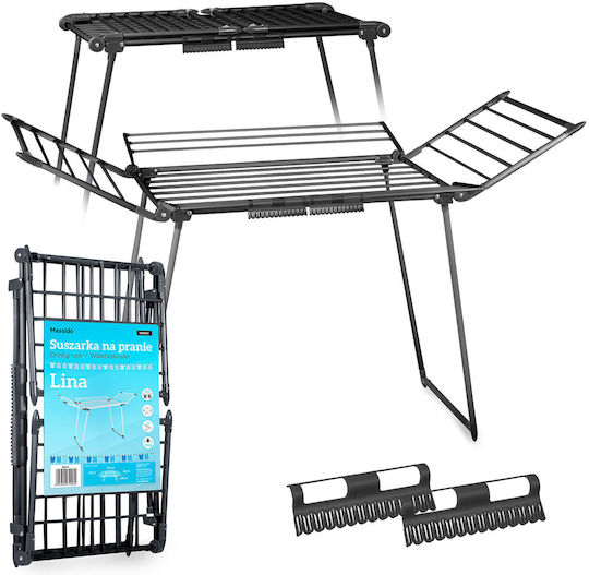 Massido Metallic Folding Floor Clothes Drying Rack with Hanging Length 22m