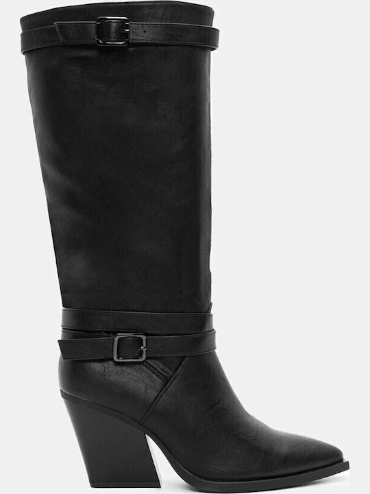 Women's Boots Cowboy with High Heel Black