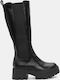 Wildleder Damenstiefel mit mittlerem Absatz Schwarz