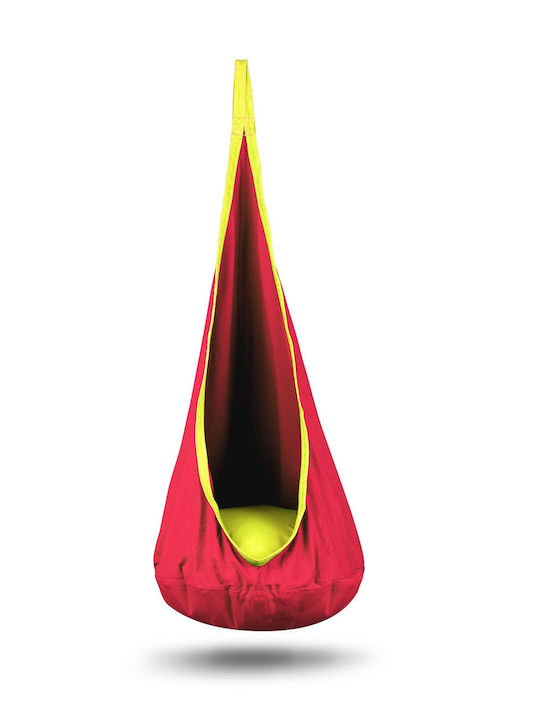 Hammock Type Cocoon Hanging Yard Garden Capacity 80 Kg Height 140 Cm Red Yellow