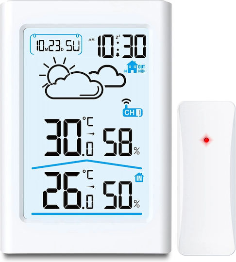 Wireless Weather Station Idealstore Outdoor Sensor Hygrometer Indoor Outdoor Humidity Weather Forecast Calendar Lcd Screen Backlight White Color