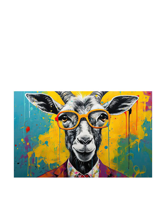 Wandbild im Jugendzimmer Bunte Lustige Ziege Brille 197x296