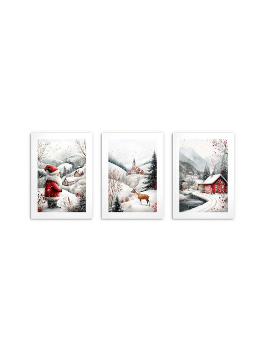 Wohnzimmerdekoration Feiertagsposter Winter Weihnachtslandschaft 3x30x40