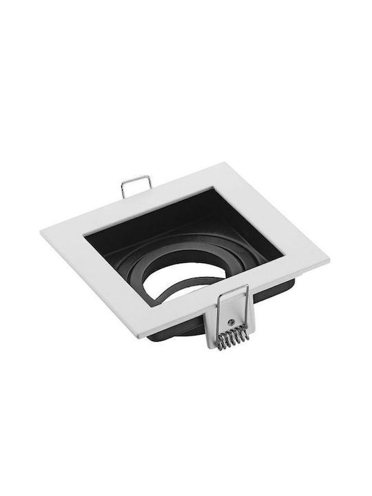 Reflectoare Petunya-1 cu Ramă Pătrată Albă Mr16 Culoare Albă 100x100mm Aluminiu