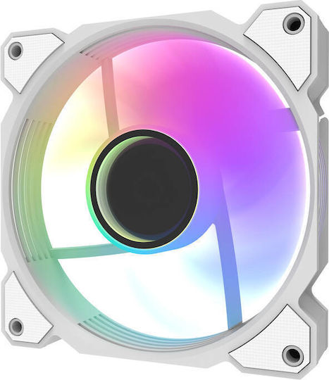Darkflash DR08 Gehäuselüfter 120mm mit Weiß Beleuchtung und Verbindung 4-Pin PWM 3Stück Weiß