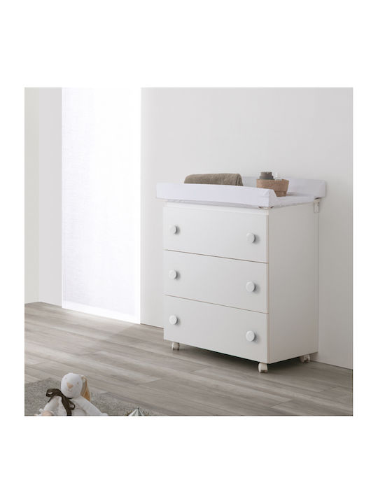 Baby Dresser with 3 Drawers White 76x45x90cm