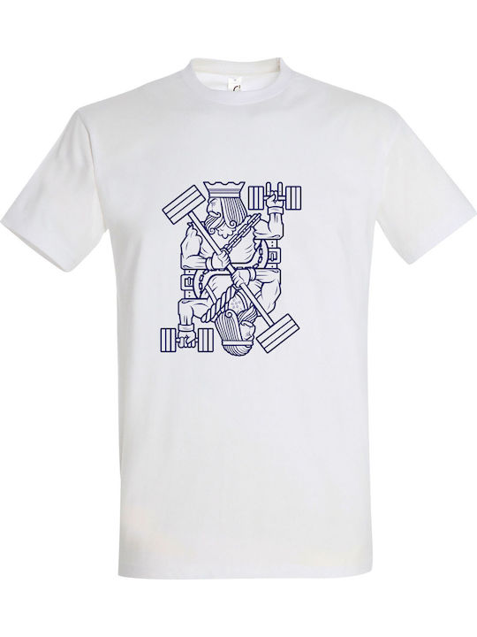 Powerlifting King Minimal Design T-shirt Weiß Baumwolle