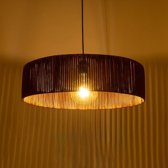 GloboStar Rattan Pendant Light Brown Boho with Socket E27 55x55x90cm
