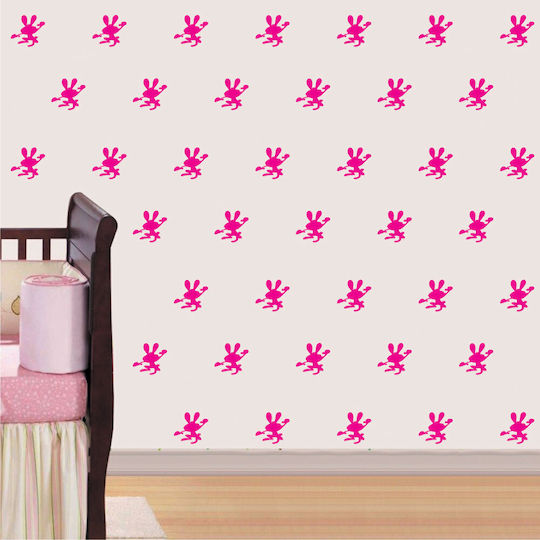 Mini Set Wall Stickers Magenta Bunnies