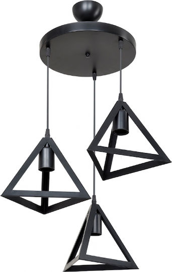 GloboStar Triangle Pendant Light Black with Socket E27 50x50x80cm