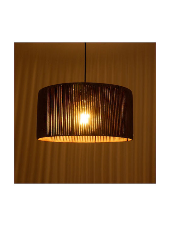 GloboStar Rattan Κρεμαστό Φωτιστικό Καφέ Boho με Ντουί E27 40x40x90εκ.