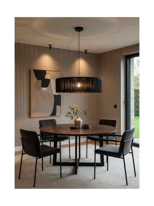 GloboStar Rattan Pendant Light Black Boho with Socket E27 55x55x90cm