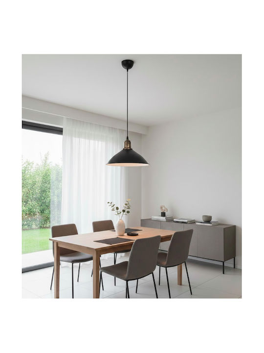GloboStar Ferro Pendant Light Black Bell with Socket E27 30x30x90cm