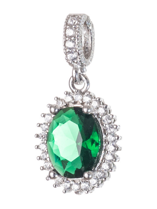 Charm Rosetă Din Argint Cu Zircon Verde