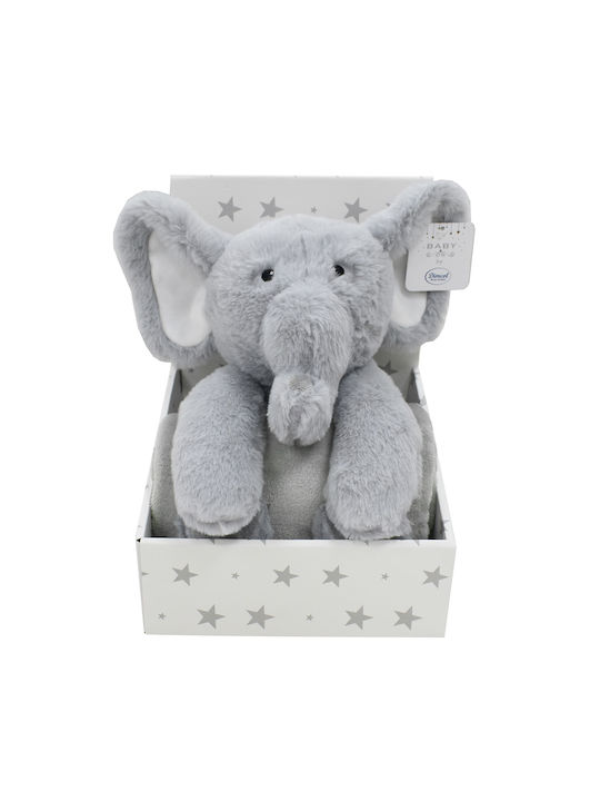 Dimcol Blanket Nursery Swaddling Blankets Fleece Gray with Animal 75x90cm 2pcs