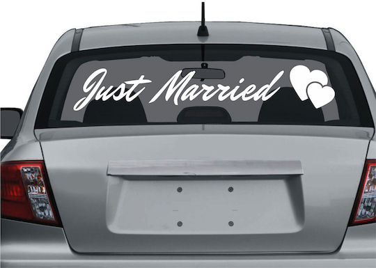 Decorative Sticker Glass Car Sticker Just Married 4 - Reverse Direction (inside From The Glass) 1pcs Orafol