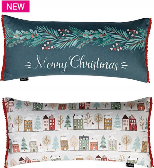 Kentia Weihnachtsdekoratives Kissen Rechteckig Blau 30x60cm