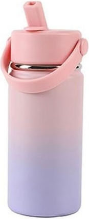 Total Gift Μπουκάλι Θερμός Πλαστικό 400ml LILAC PINK με Λαβή και Καλαμάκι