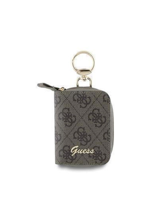 Guess Keychain Logo Leather Brown