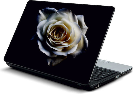 Αυτοκόλλητο Laptop Λευκό Τριαντάφυλλο 14" 34cm X 23,5cm